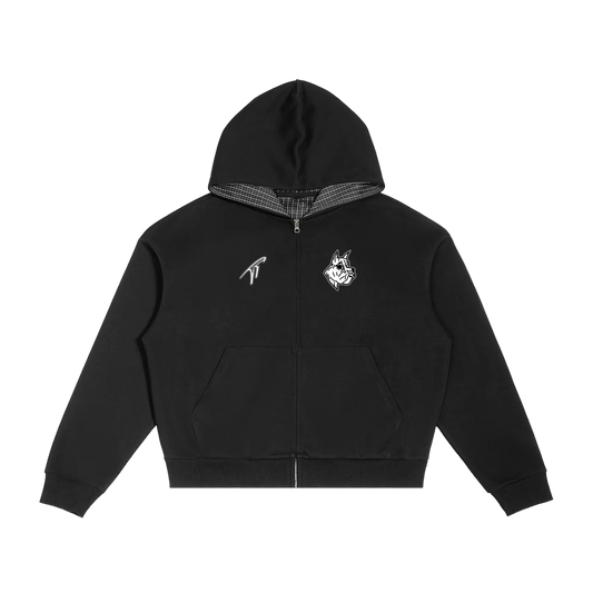 Official Brockton High Plaid Hood Boxy Zip Hoodie