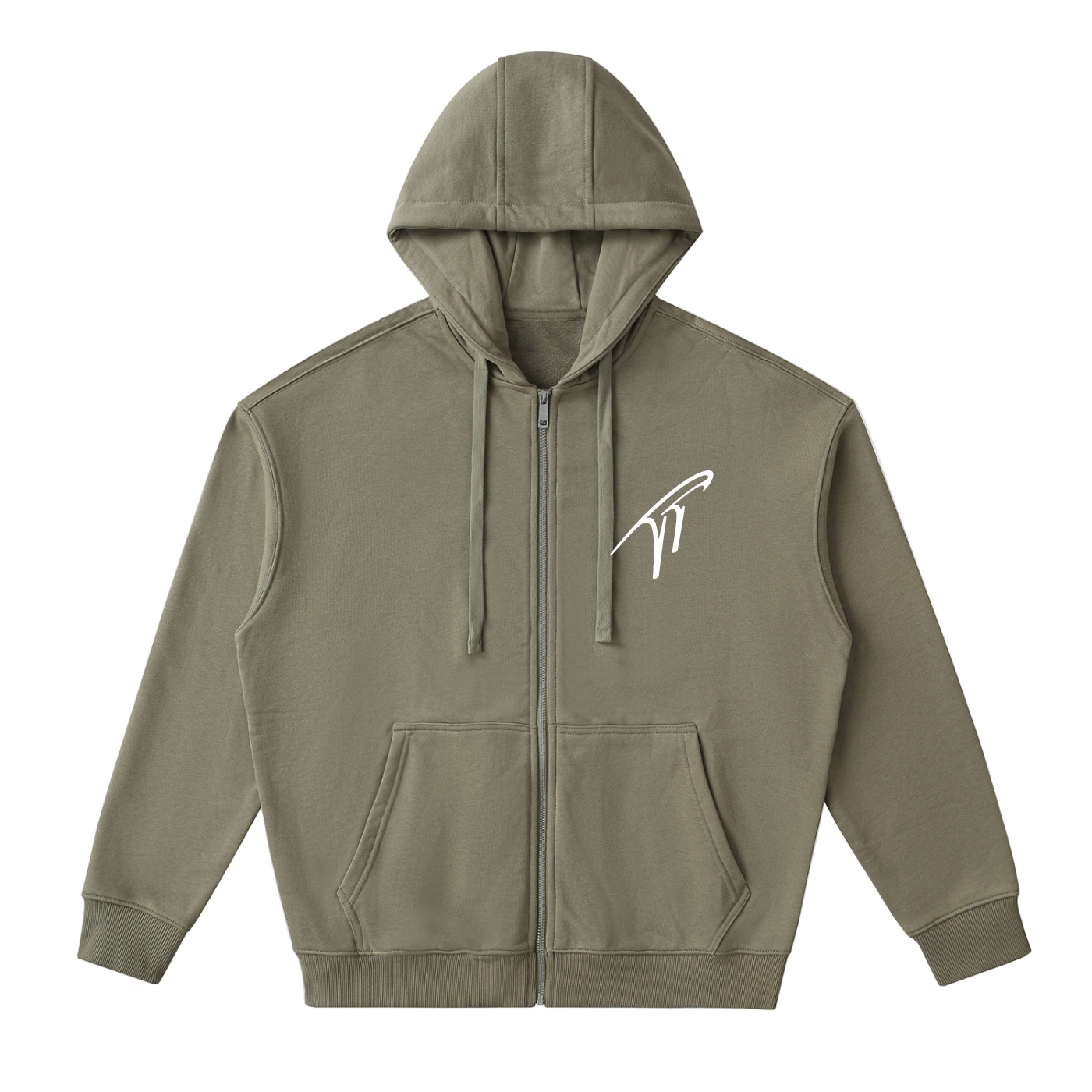 "TT" Drop-Shoulder Zip Up Hoodie