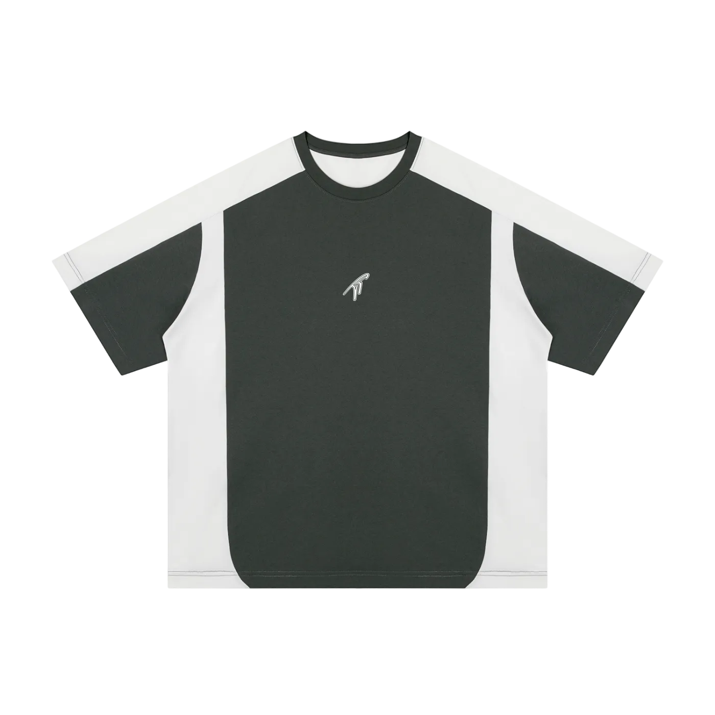 "TT" Color Block Loose T-Shirt (White)