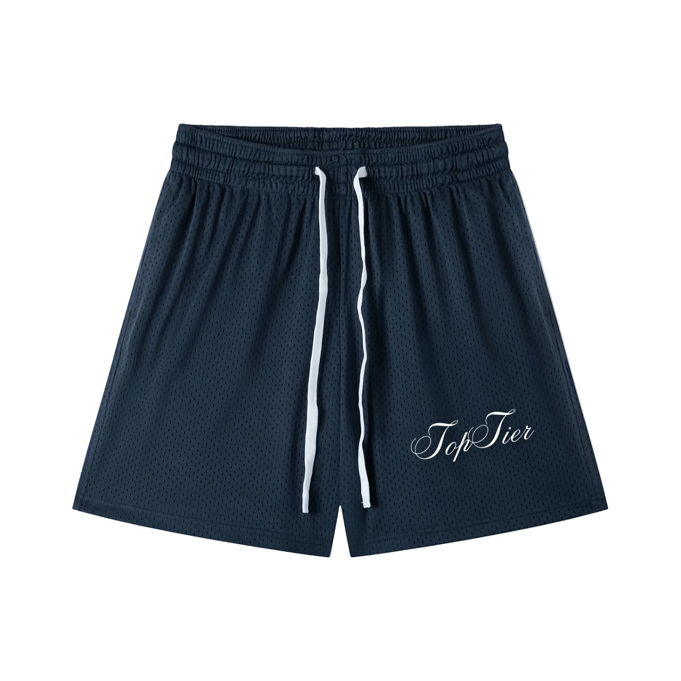 Cursive Mesh Drawstring Shorts