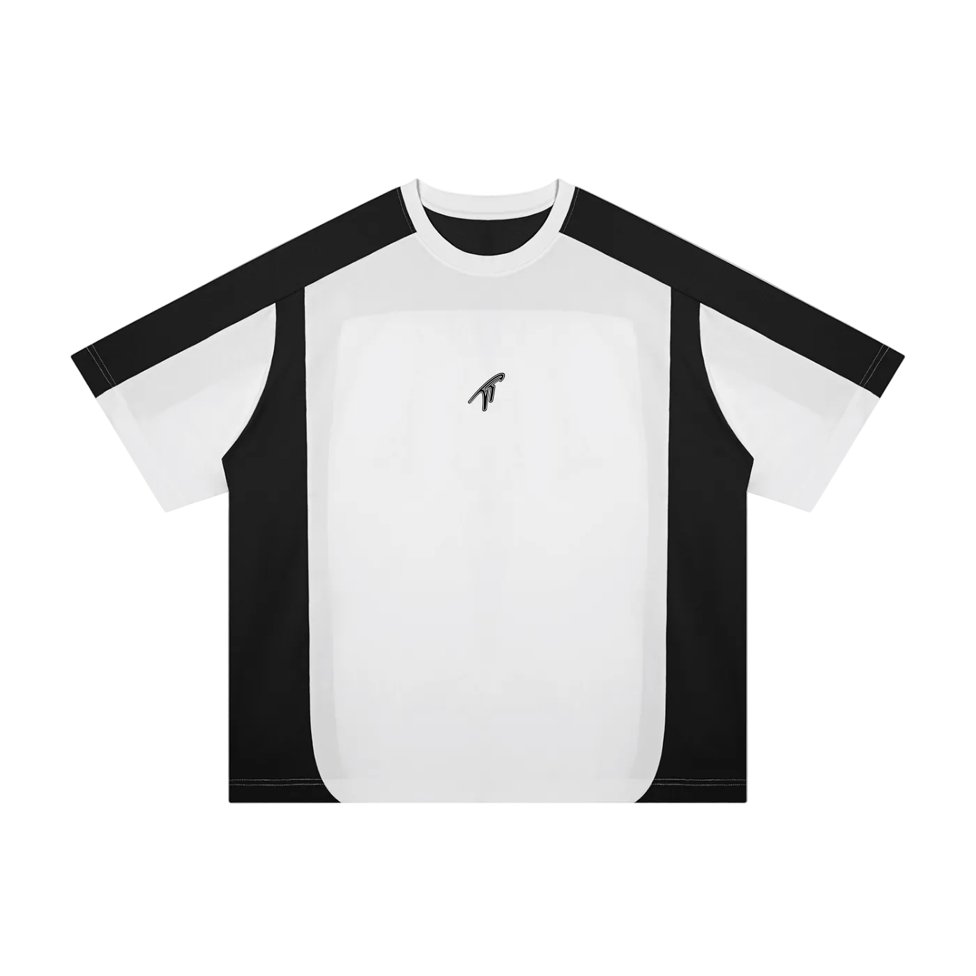 "TT" Color Block Loose T-Shirt (Black)