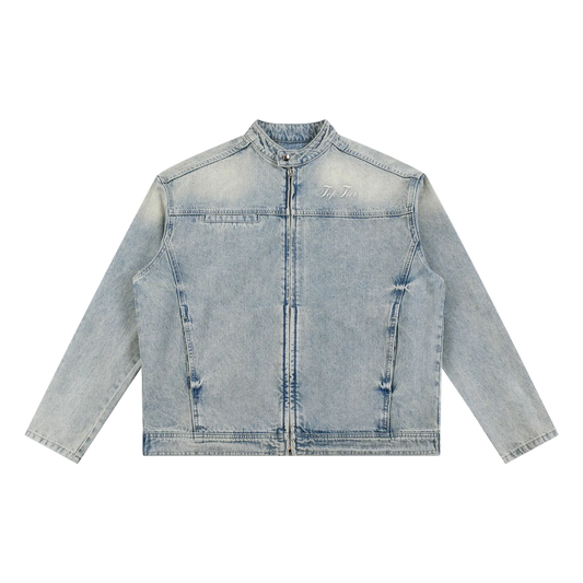 Veste zippée en jean délavé vintage
