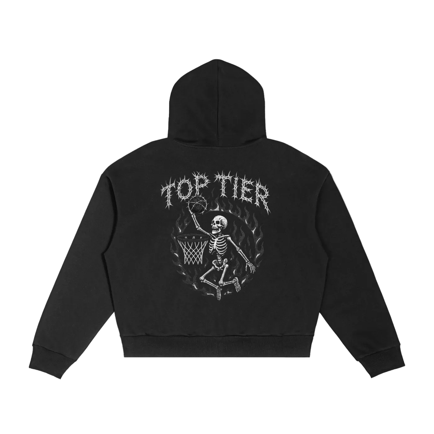 Top Tier Barbed Wire Plaid Boxy Zip Hoodie