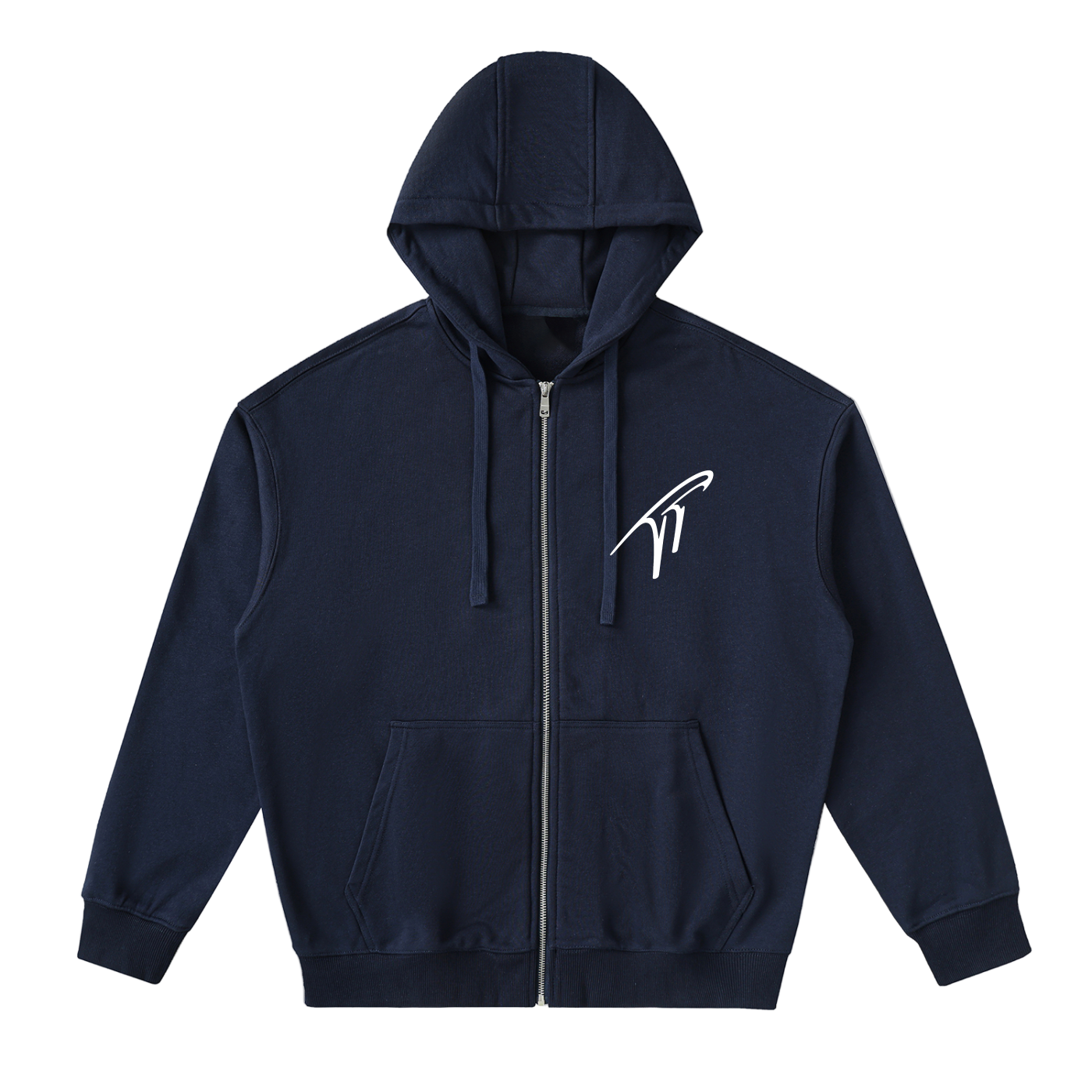 "TT" Drop-Shoulder Zip Up Hoodie