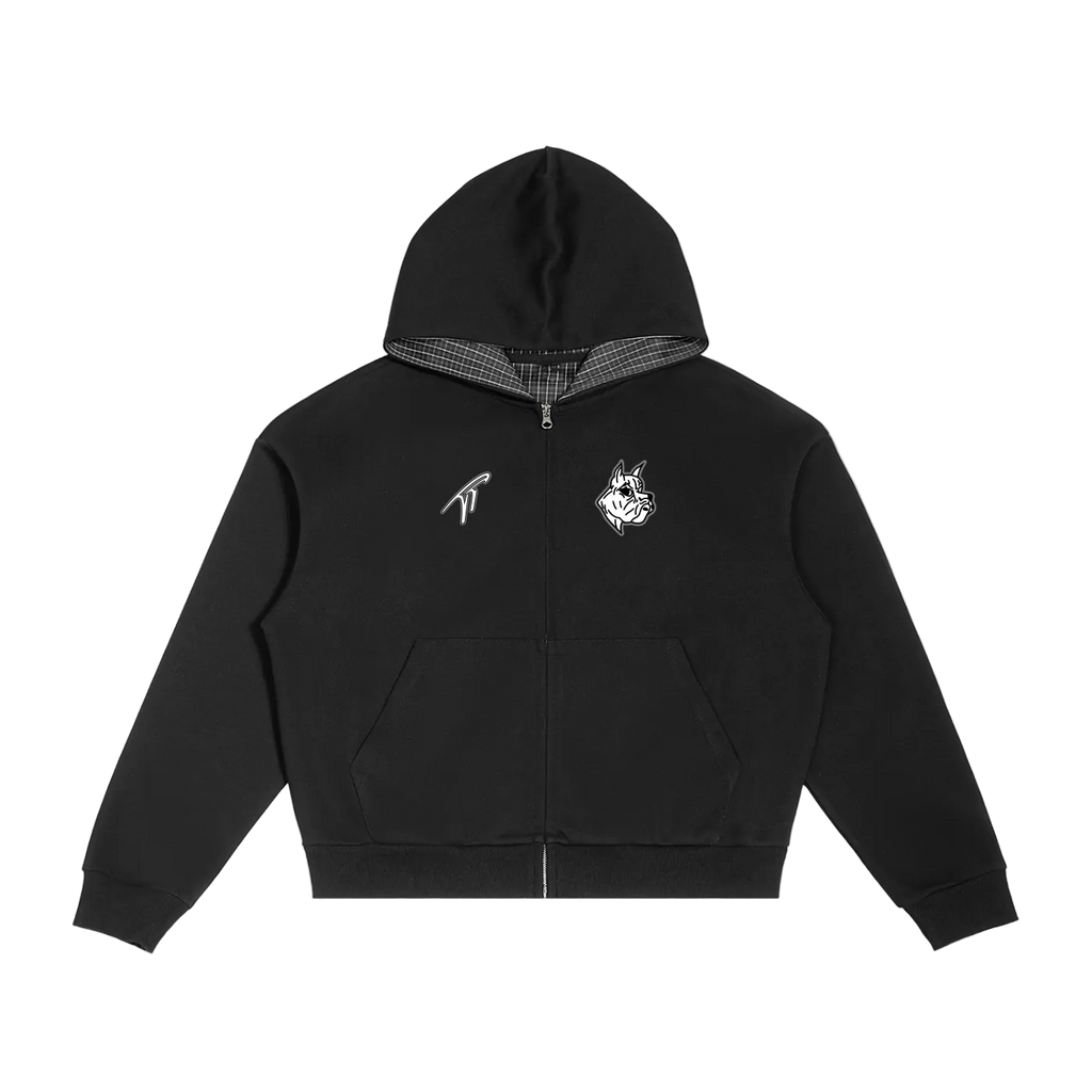 Sweat à capuche zippé à carreaux officiel Brockton High