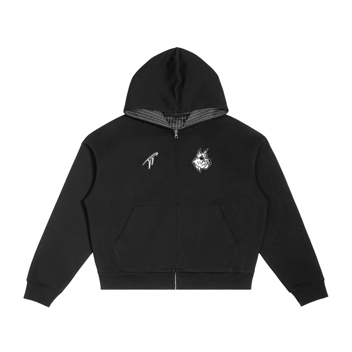 Sweat à capuche zippé à carreaux officiel Brockton High