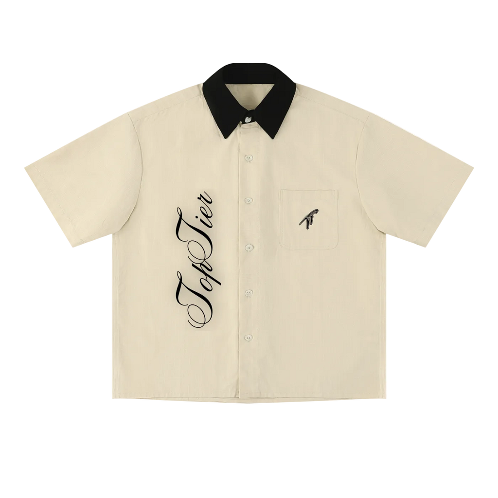 Top Tier Cursive Boxy Short Sleeve Polo