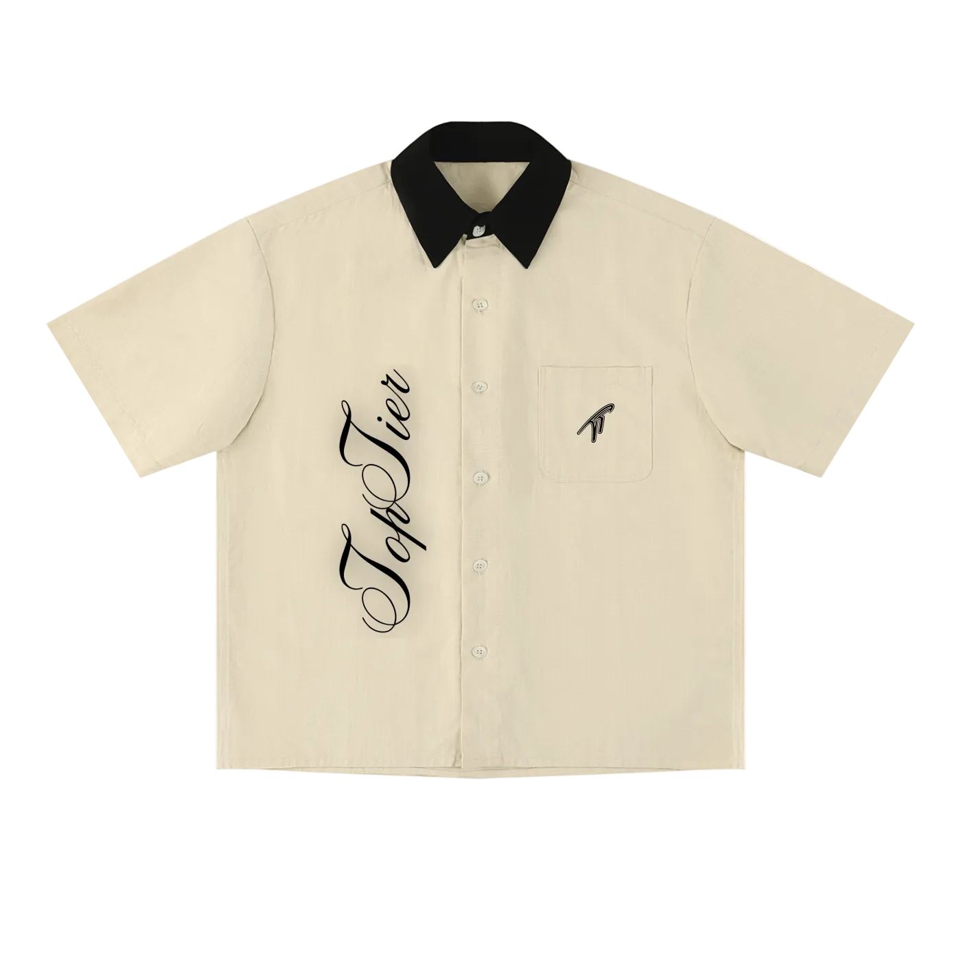 Top Tier Cursive Boxy Short Sleeve Polo