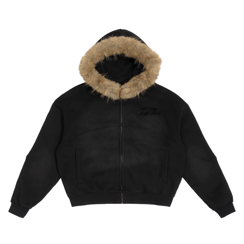 Chaqueta de piel cuadrada descolorida por el sol