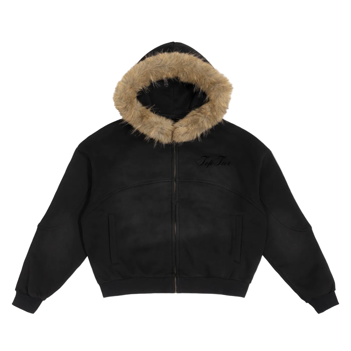 Chaqueta de piel cuadrada descolorida por el sol