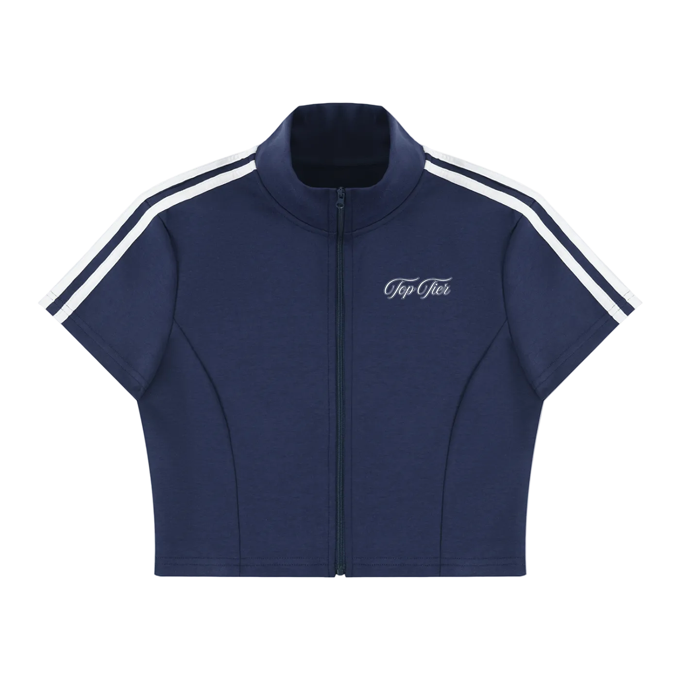 Cursive Women's Cropped Full Zip T-Shirt