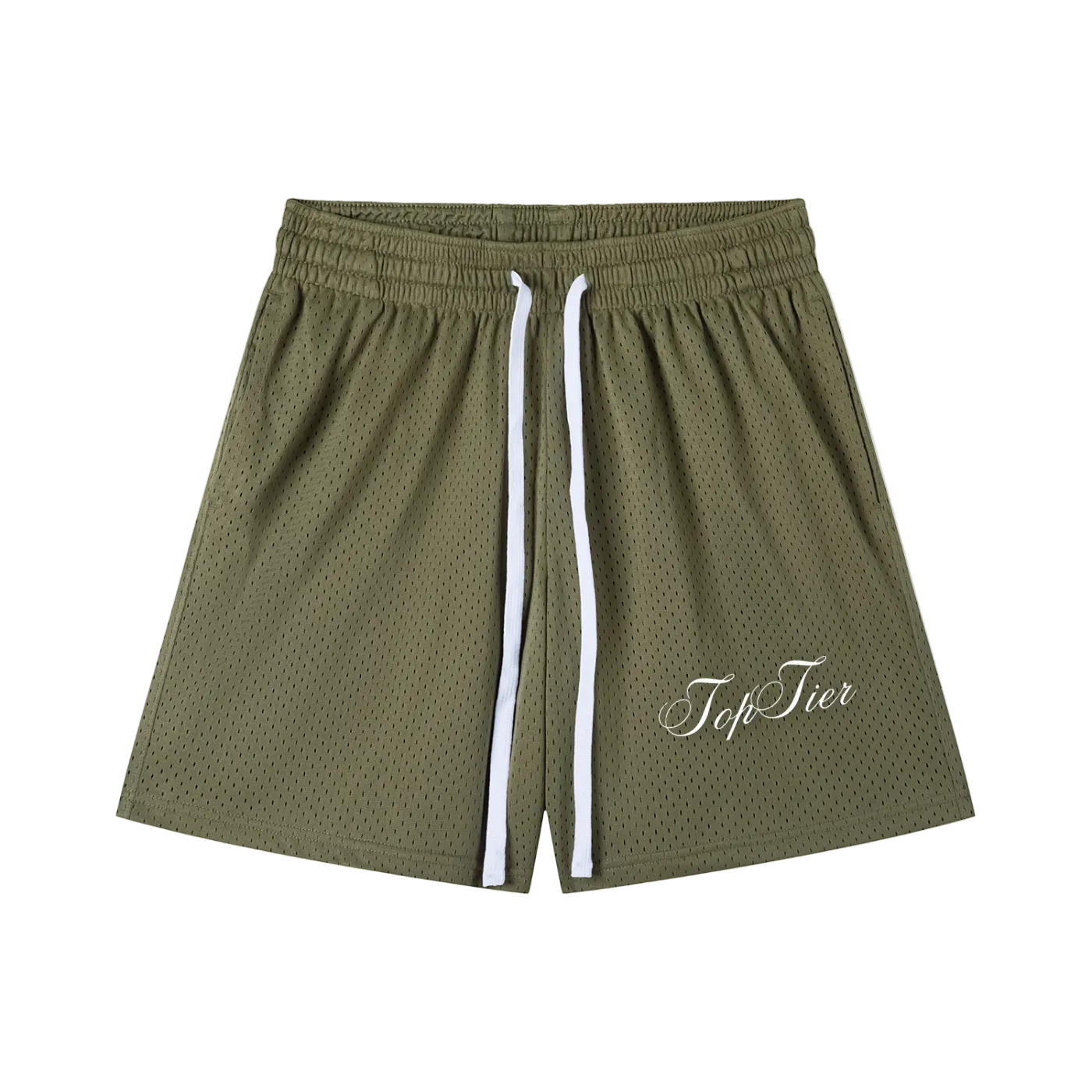Cursive Mesh Drawstring Shorts