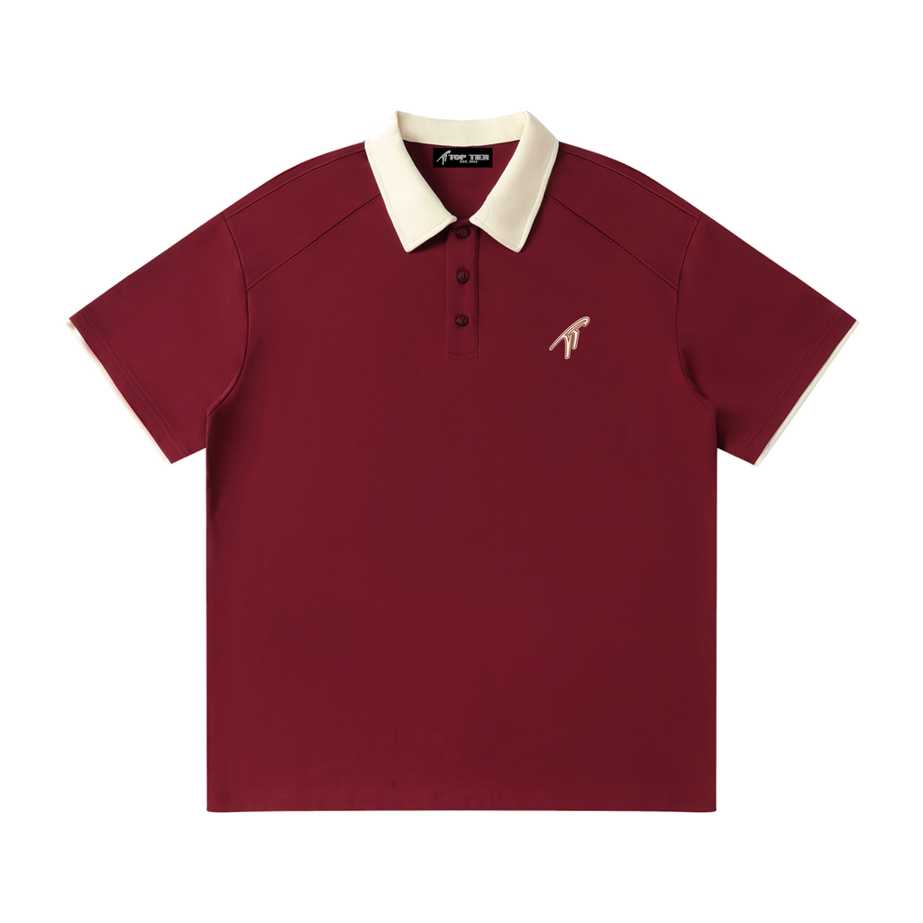 Polo bordeaux à col contrastant