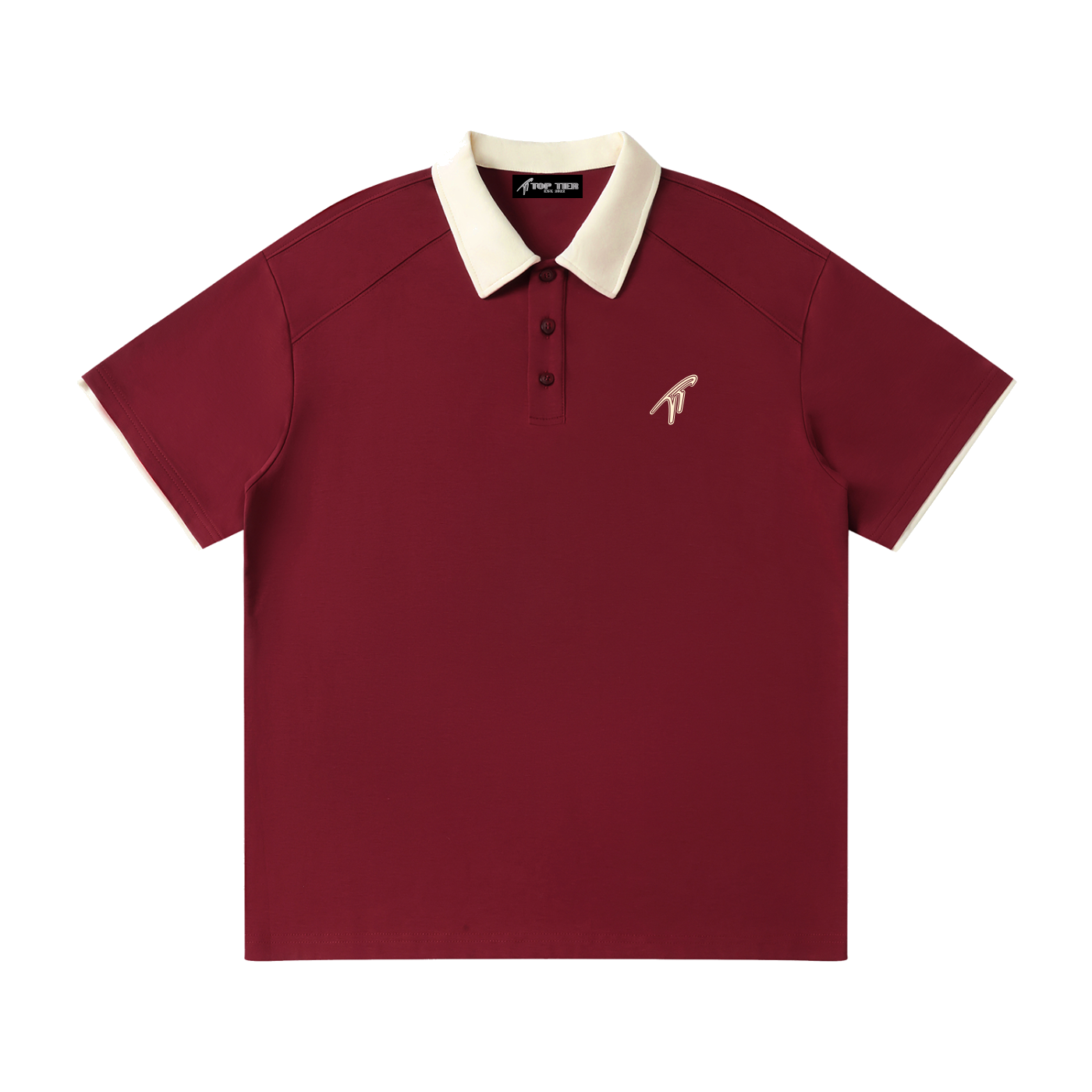 Contrast Collar Maroon Polo Shirt