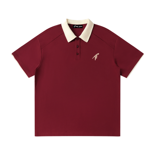 Contrast Collar Maroon Polo Shirt