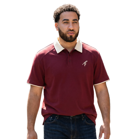 Contrast Collar Maroon Polo Shirt