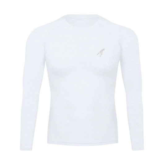"TT" Long Sleeve White Compression Shirt