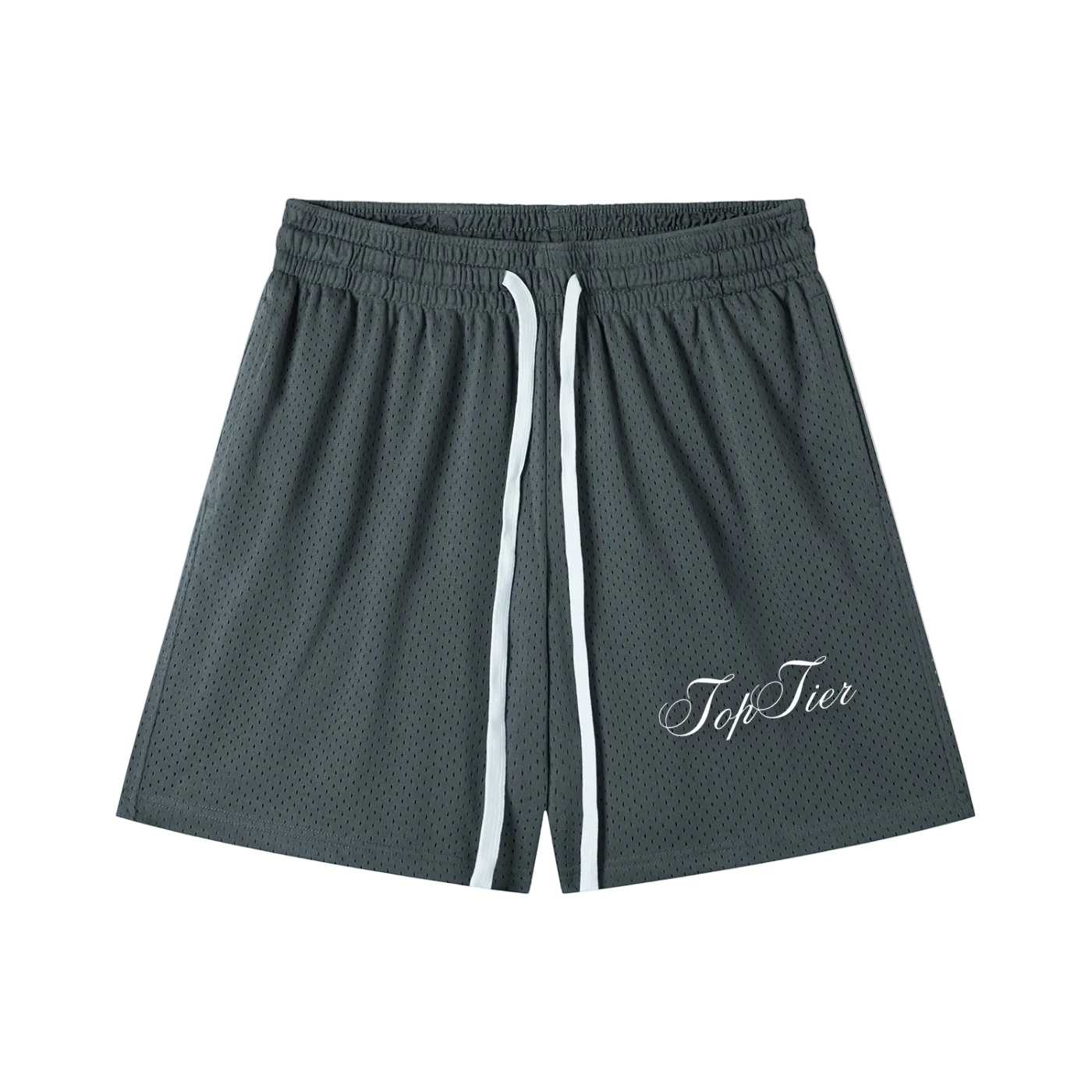 Cursive Mesh Drawstring Shorts