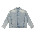 Vintage Wash Denim Zip-Up Jacket