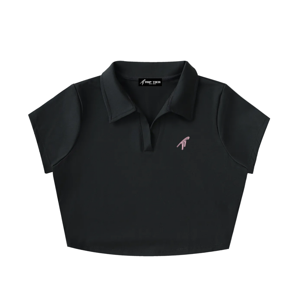 Women's Crop Top Polo (Pink)
