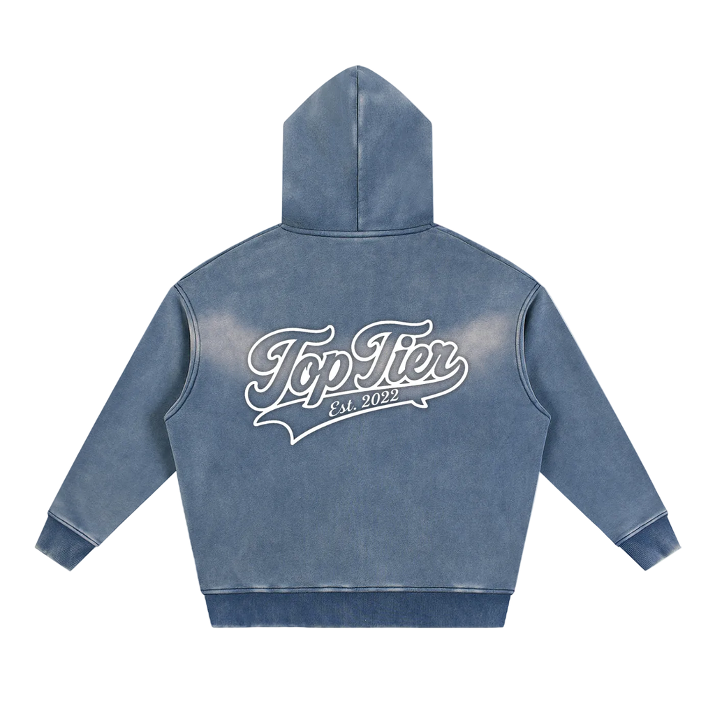Varsity Script Sunfade Boxy Zip-Up Hoodie