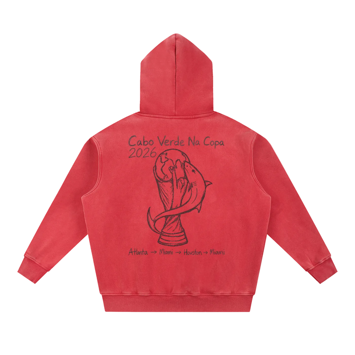 Cabo Verde World Cup 2026 Sketch Washed Oversized Hoodie