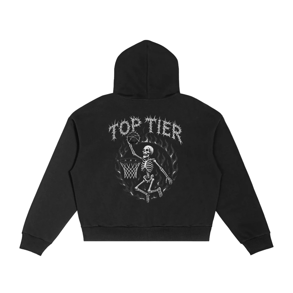 Sweat à capuche zippé boxy en molleton à motif écossais Barbed Wire haut de gamme