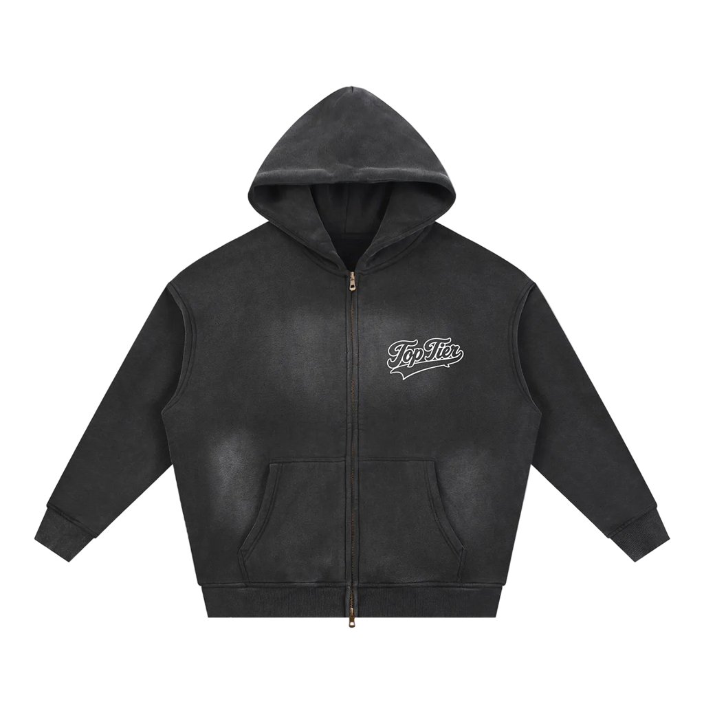 Varsity Script Sunfade Boxy Zip-Up Hoodie