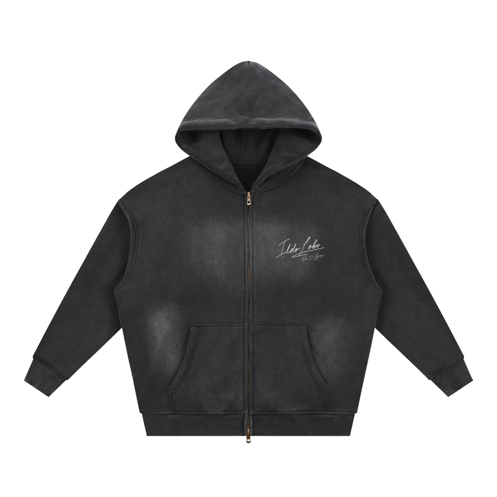 Ildo Lobo "Rei Di Morna" Sunfade Zipper Boxy Hoodie