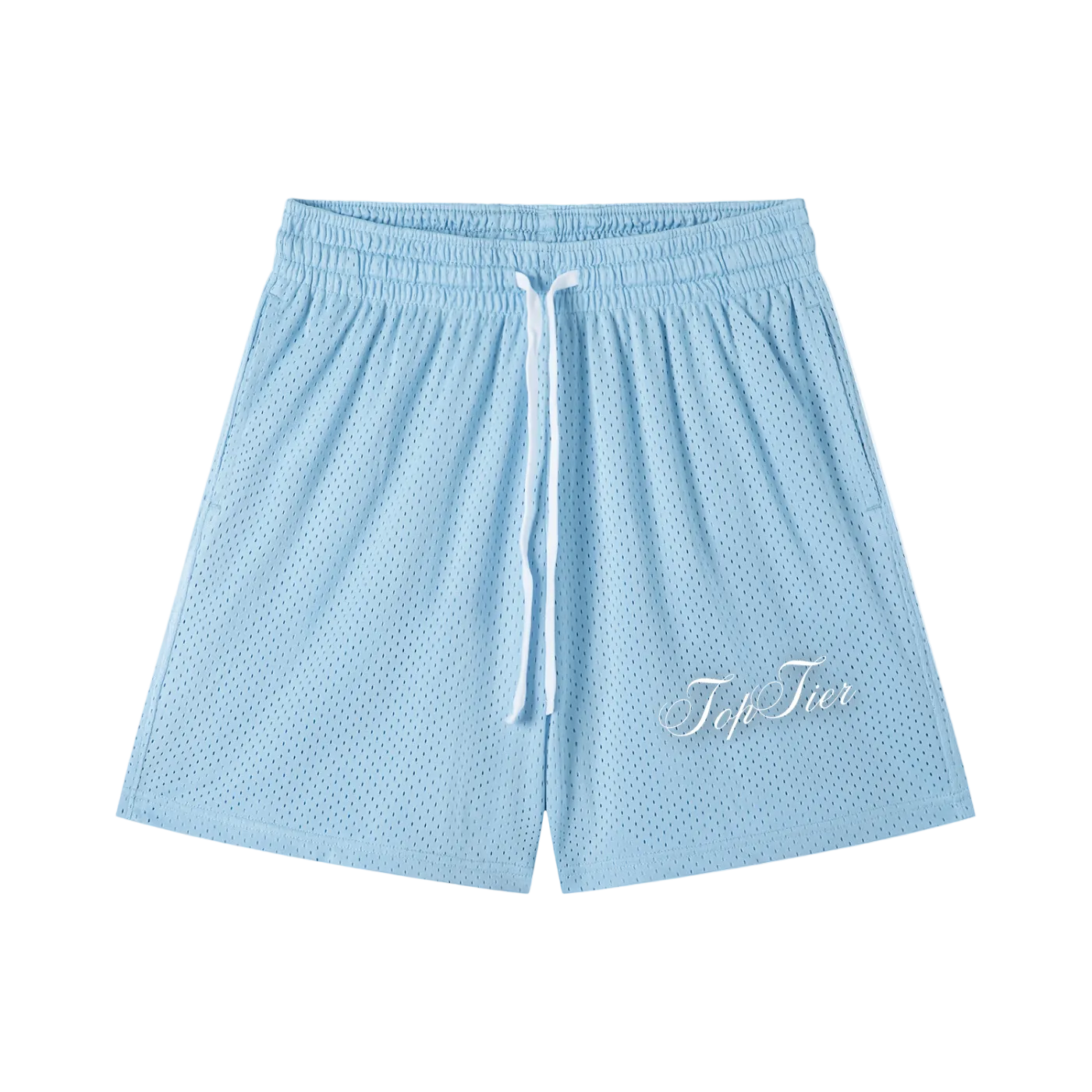 Cursive Mesh Drawstring Shorts