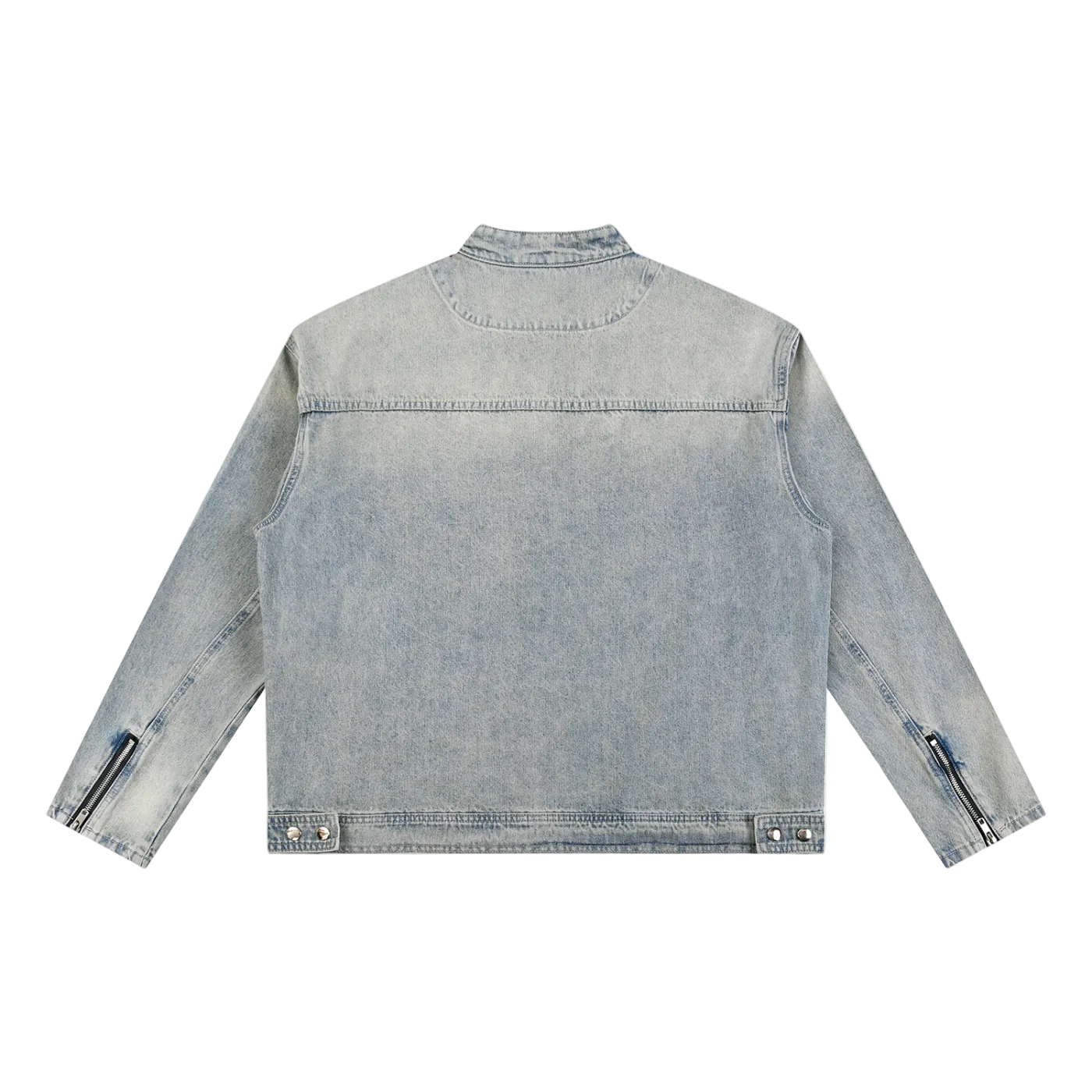 Vintage Wash Denim Zip-Up Jacket