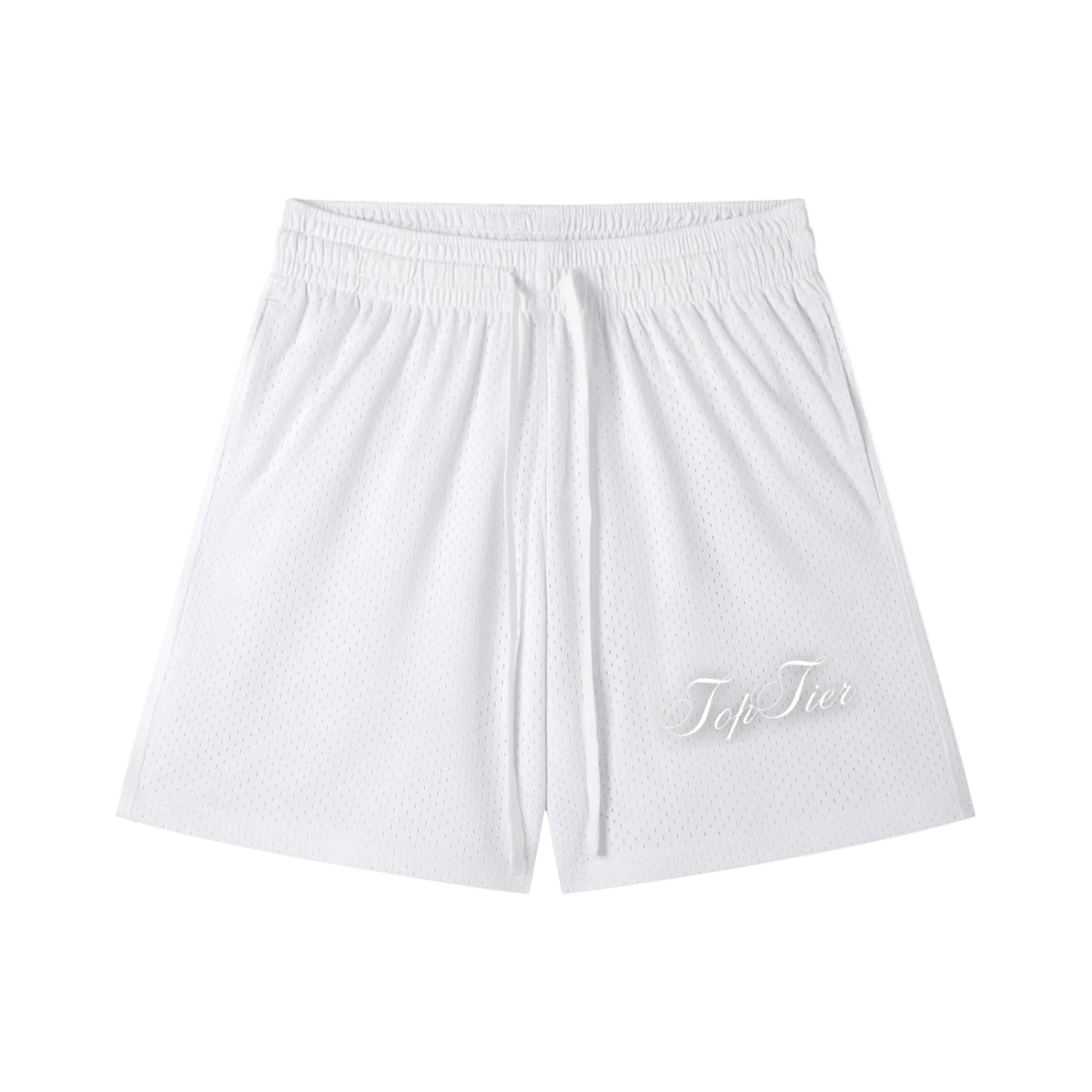 Cursive Mesh Drawstring Shorts