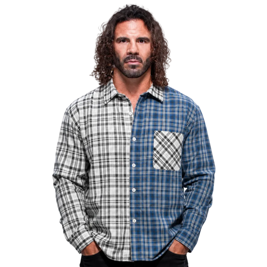 Oversized Plaid Long Duo-Tone Sleeve Shirt