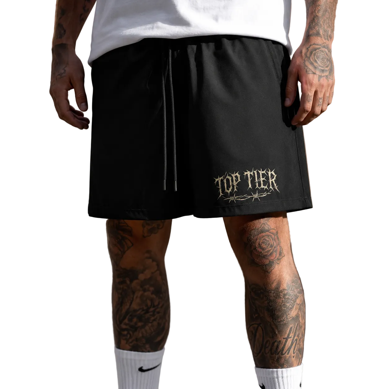 Top Tier Barbed Wire Drawstring Shorts