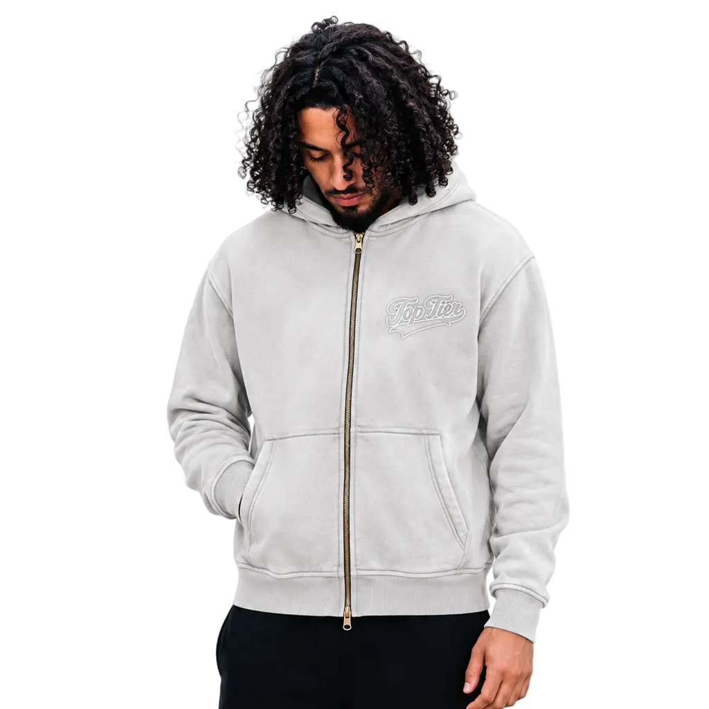 Varsity Script Sunfade Boxy Zip-Up Hoodie