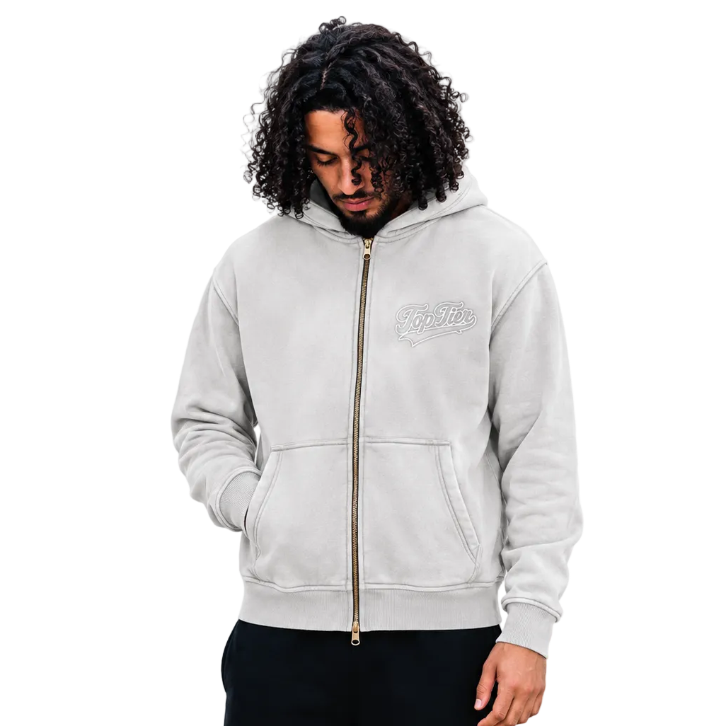 Varsity Script Sunfade Boxy Zip-Up Hoodie