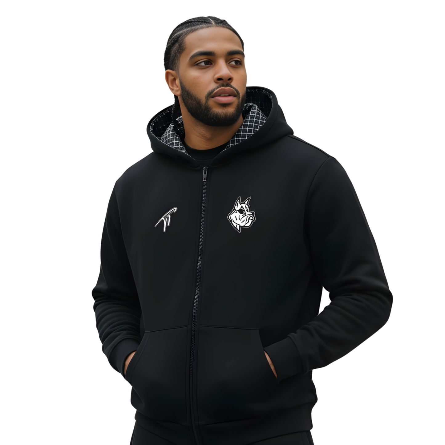 Sweat à capuche zippé à carreaux officiel Brockton High