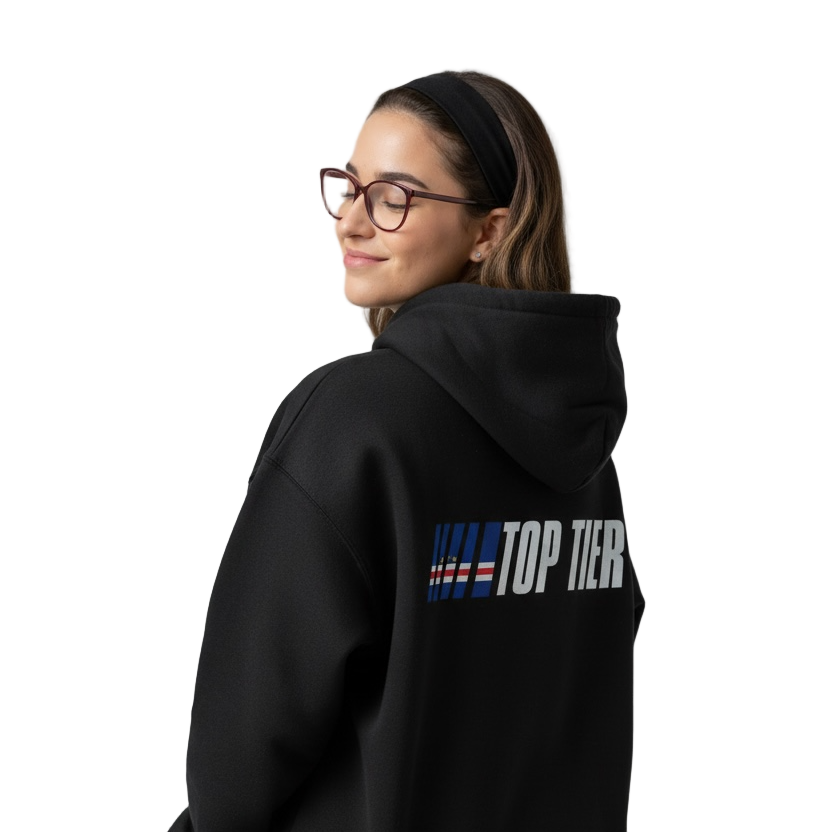 Sweat à capuche oversize uni avec drapeau capverdien