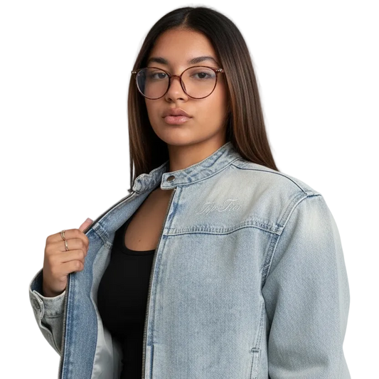 Veste zippée en jean délavé vintage