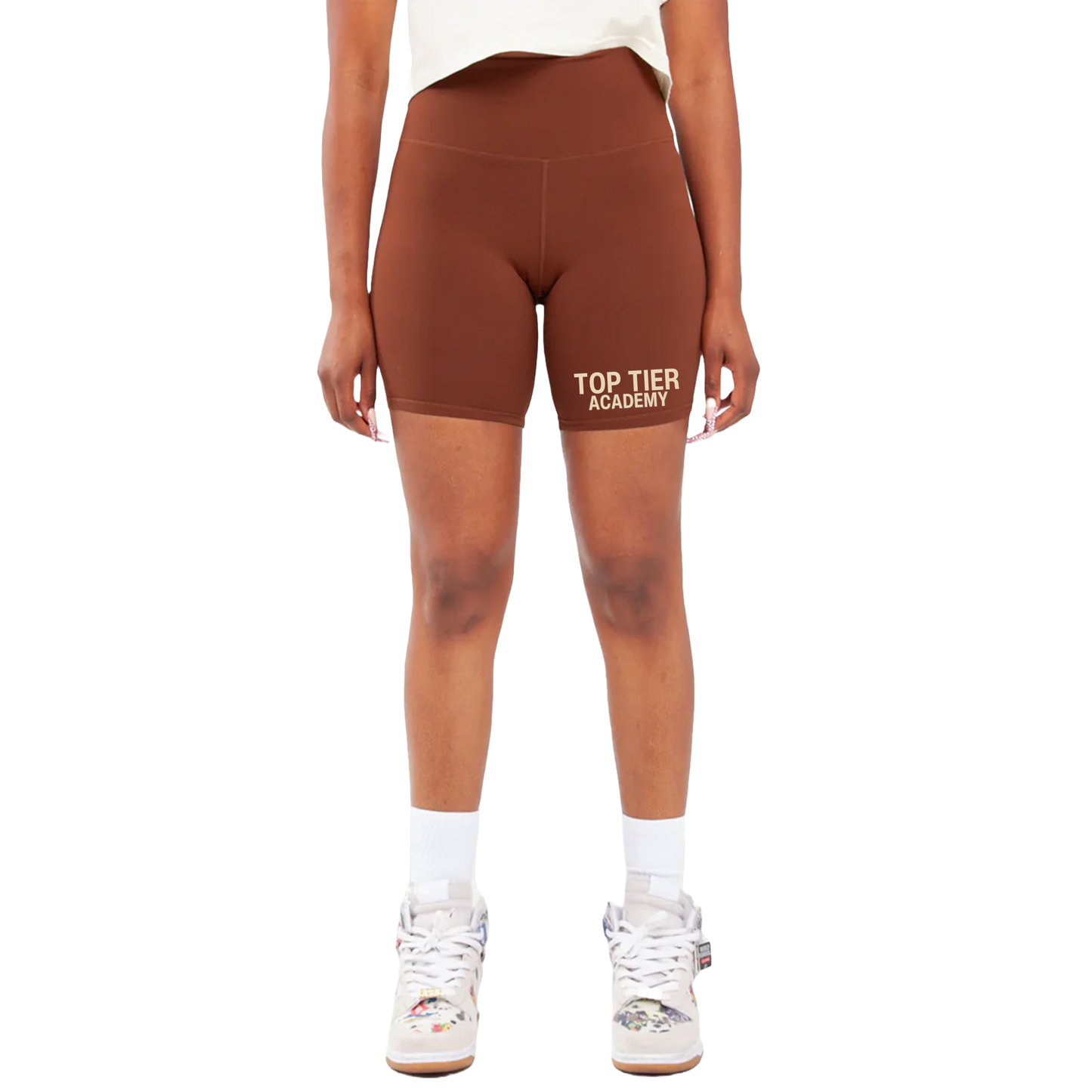 Women's Brown Top Tier Biker Shorts