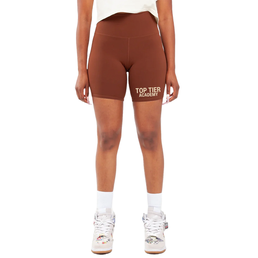 Women's Brown Top Tier Biker Shorts