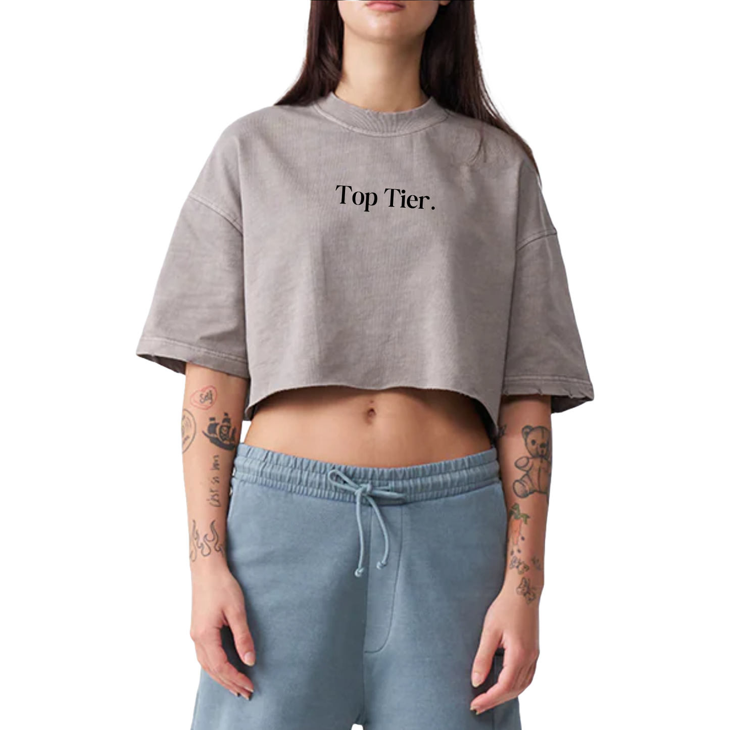 Women's Oversized French Terry Crop Top (Color)