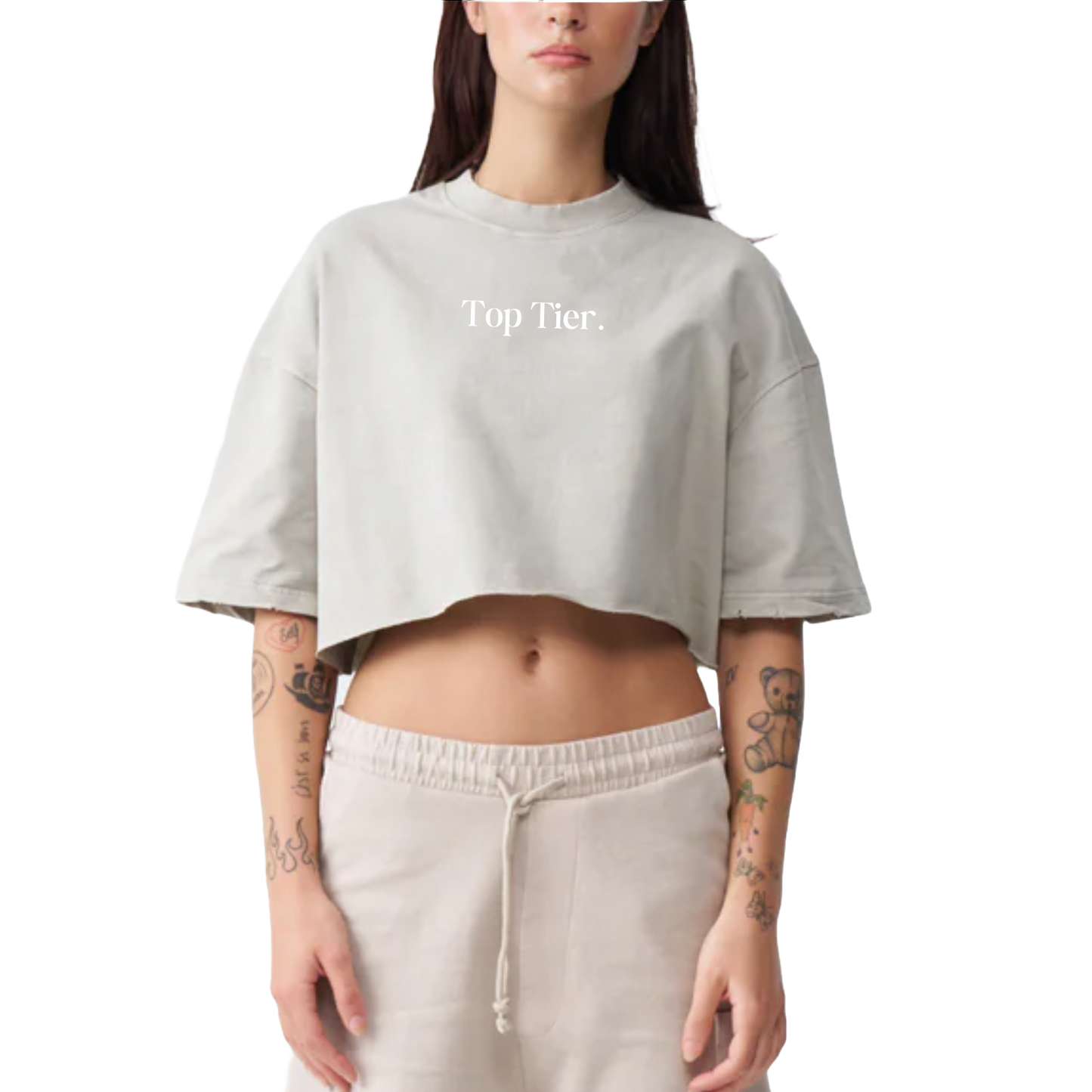 Women's Oversized French Terry Crop Top (Color)