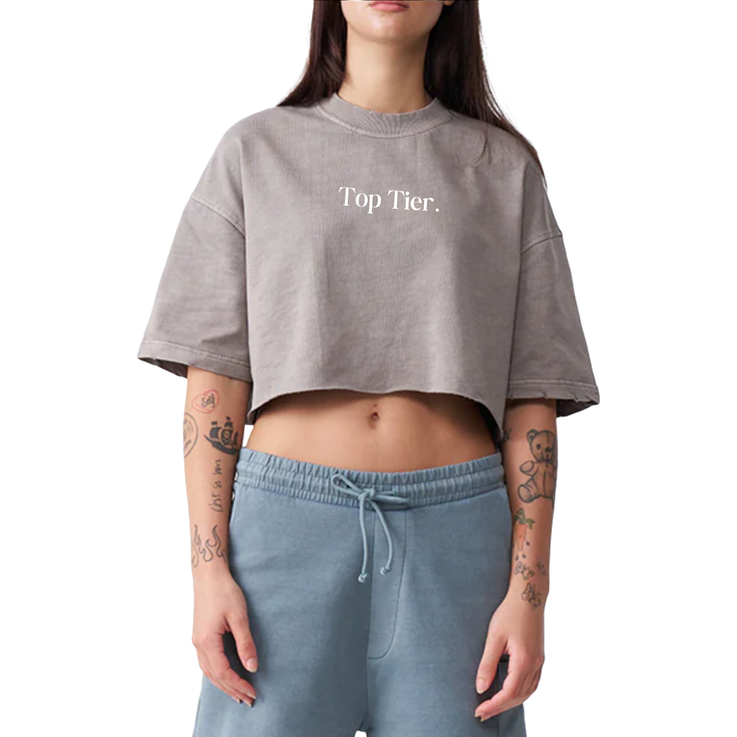 Women's Oversized French Terry Crop Top (Color)