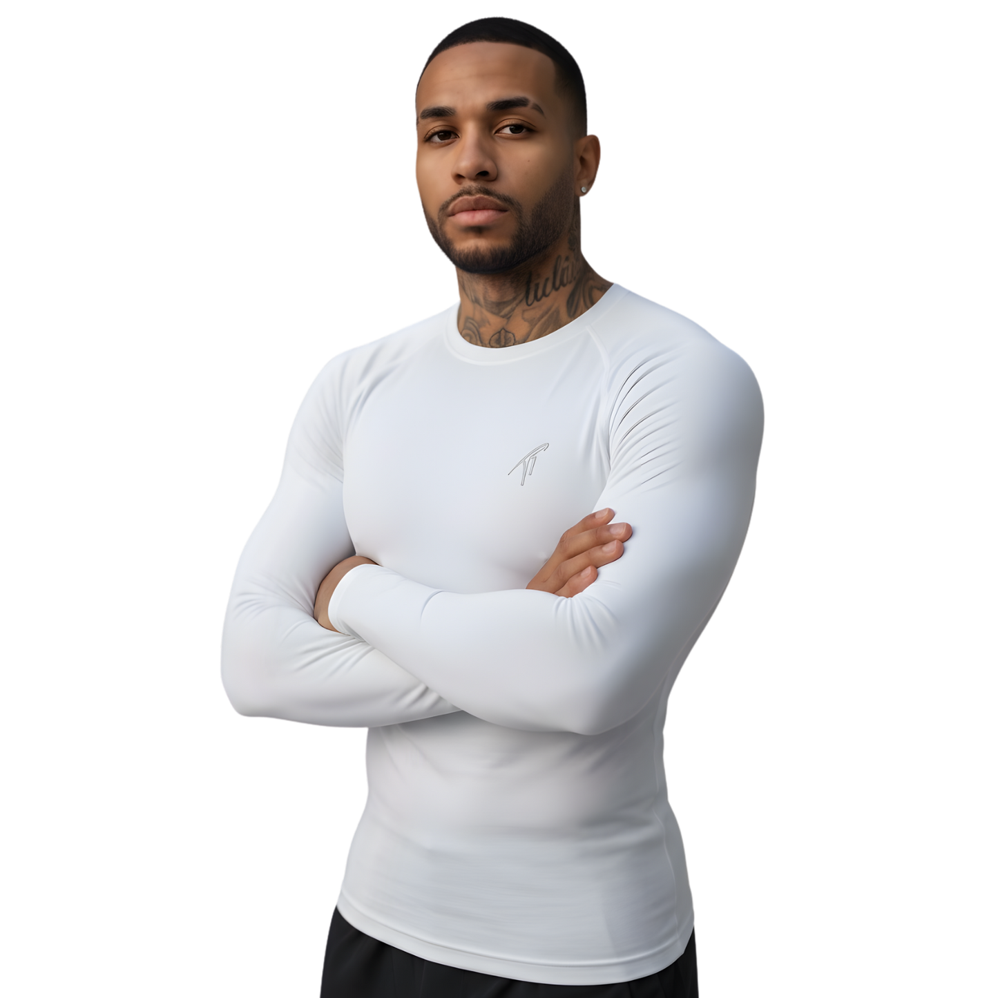"TT" Long Sleeve White Compression Shirt