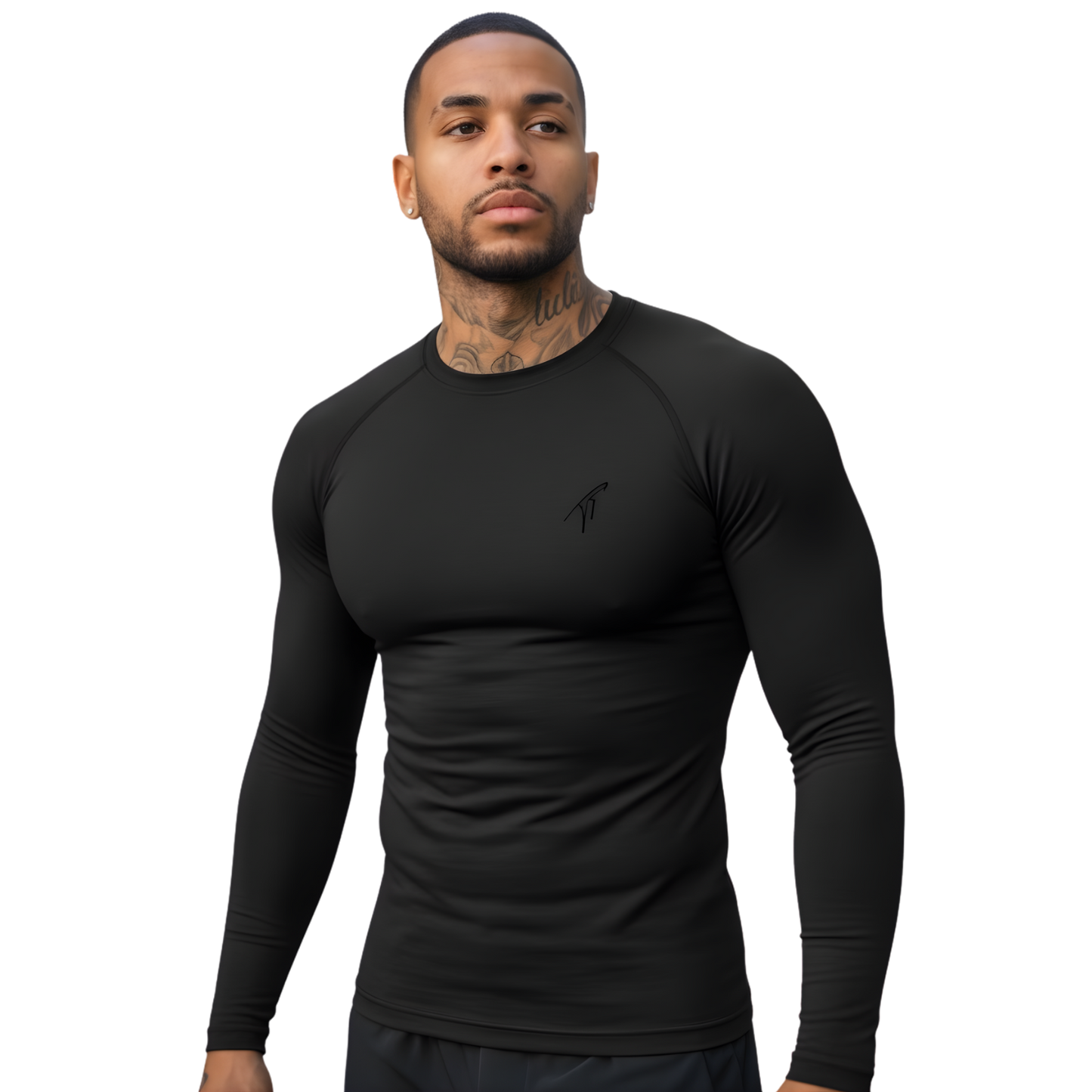 "TT" Long Sleeve Black Compression Shirt