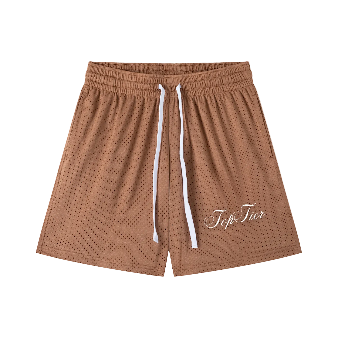Cursive Mesh Drawstring Shorts