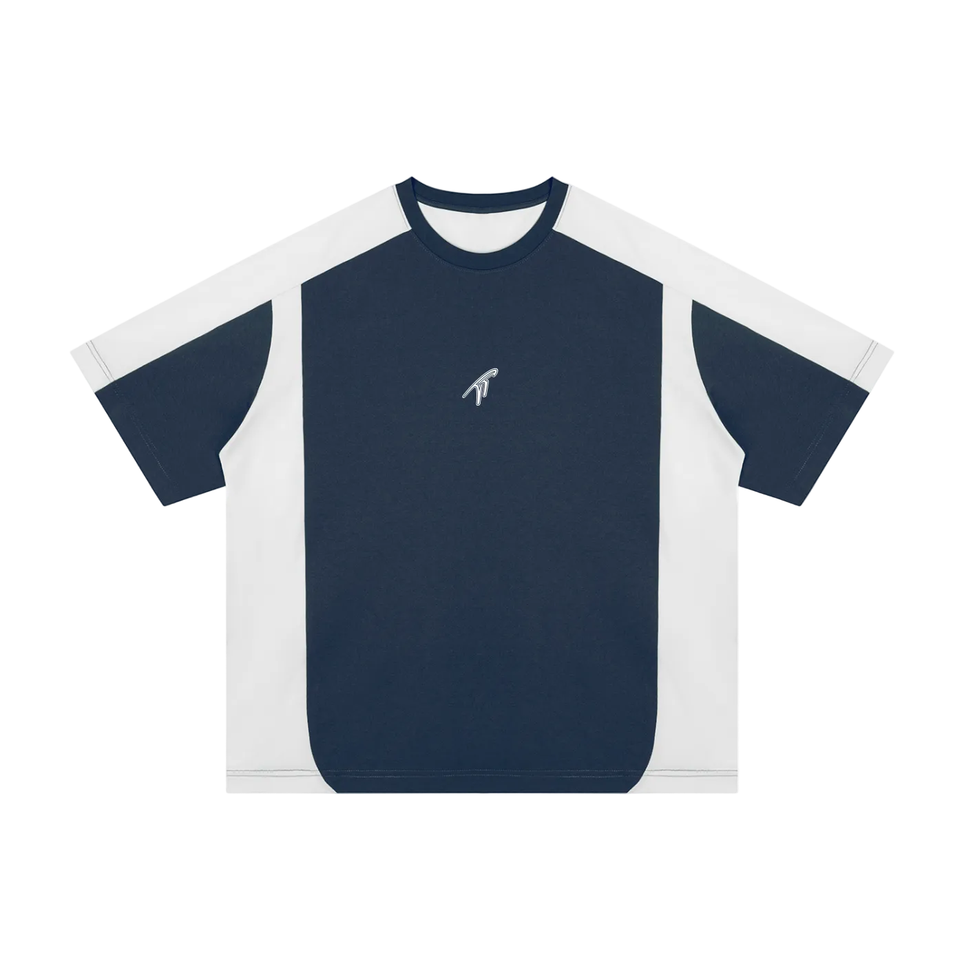 "TT" Color Block Loose T-Shirt (White)