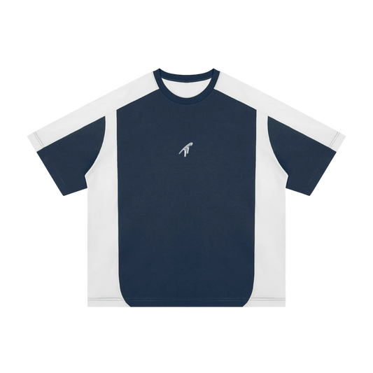 "TT" Color Block Loose T-Shirt (White)