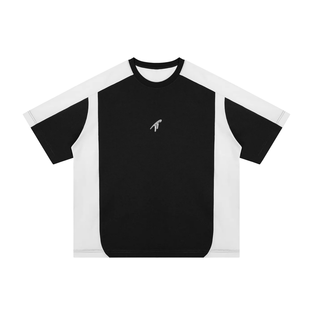 T-shirt ample color block « TT » (Blanc)